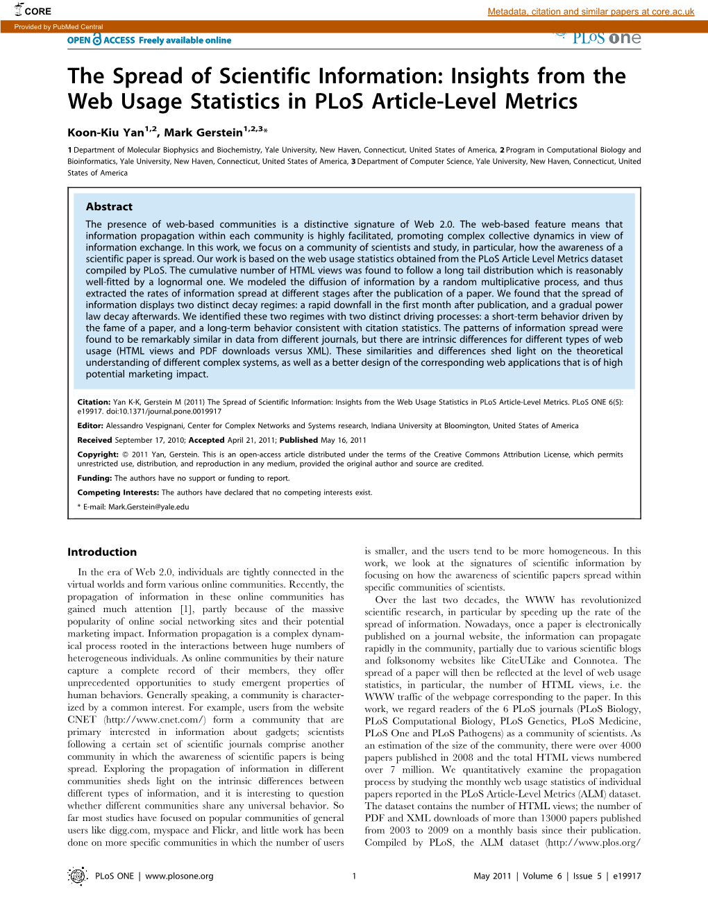 Insights from the Web Usage Statistics in Plos Article-Level Metrics