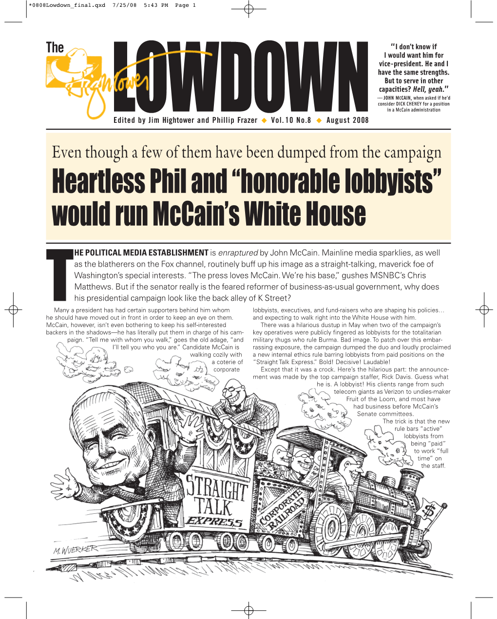 Honorable Lobbyists” Would Run Mccain’S White House