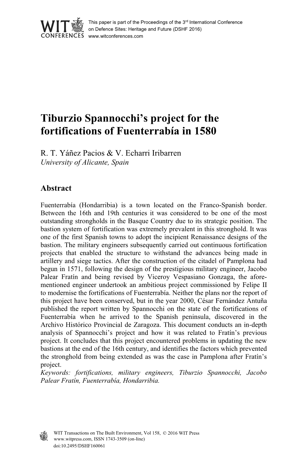 Tiburzio Spannocchi's Project for the Fortifications of Fuenterrabía in 1580