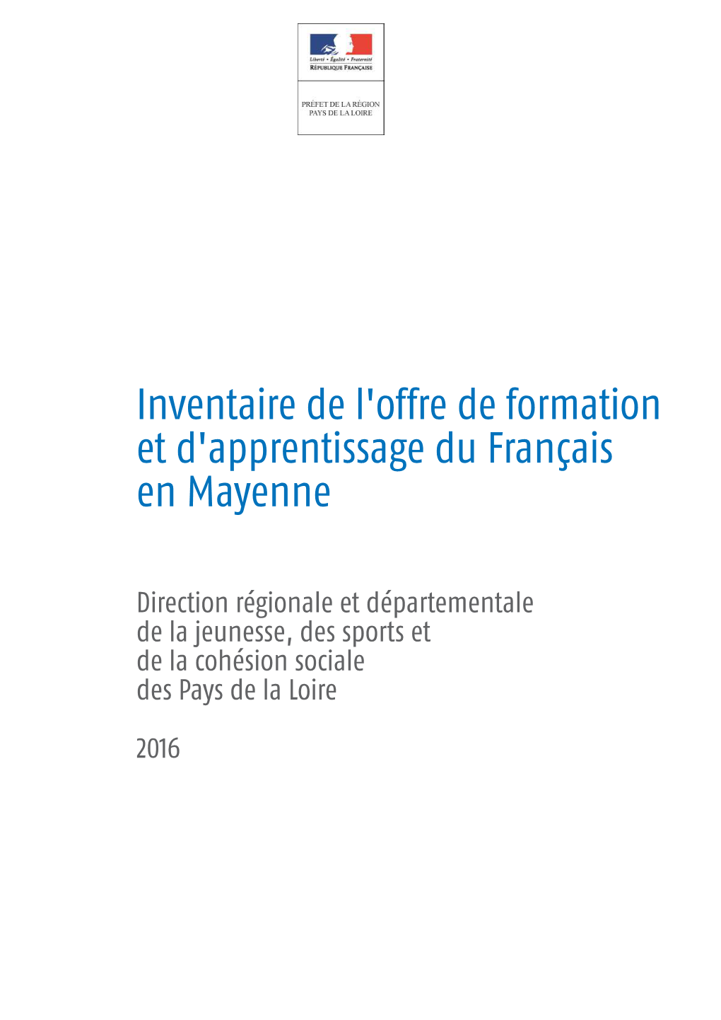 Inventaire De L'offre De Formation Et D'apprentissage Du Français En Mayenne