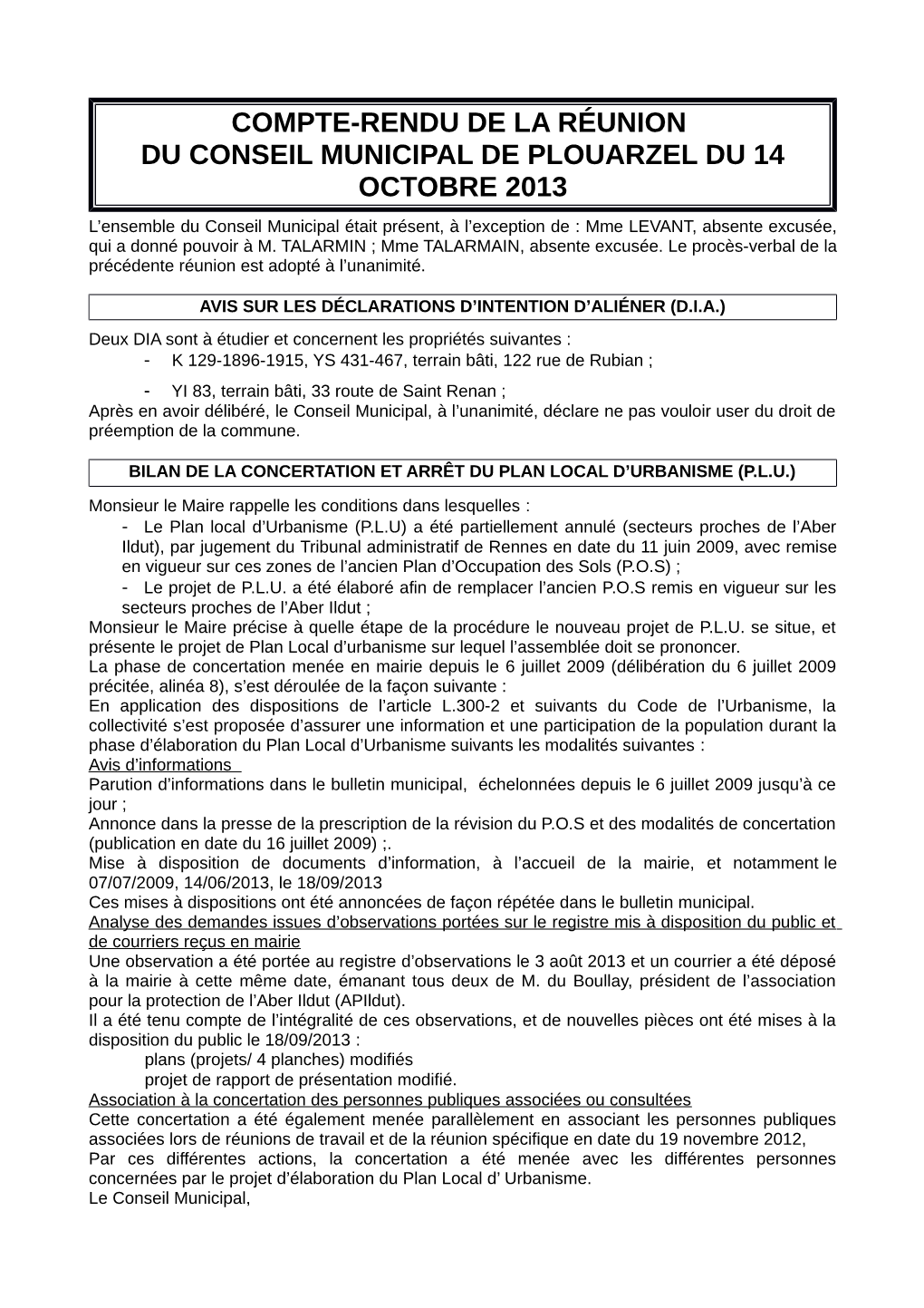 Compte-Rendu De La Reunion De Conseil