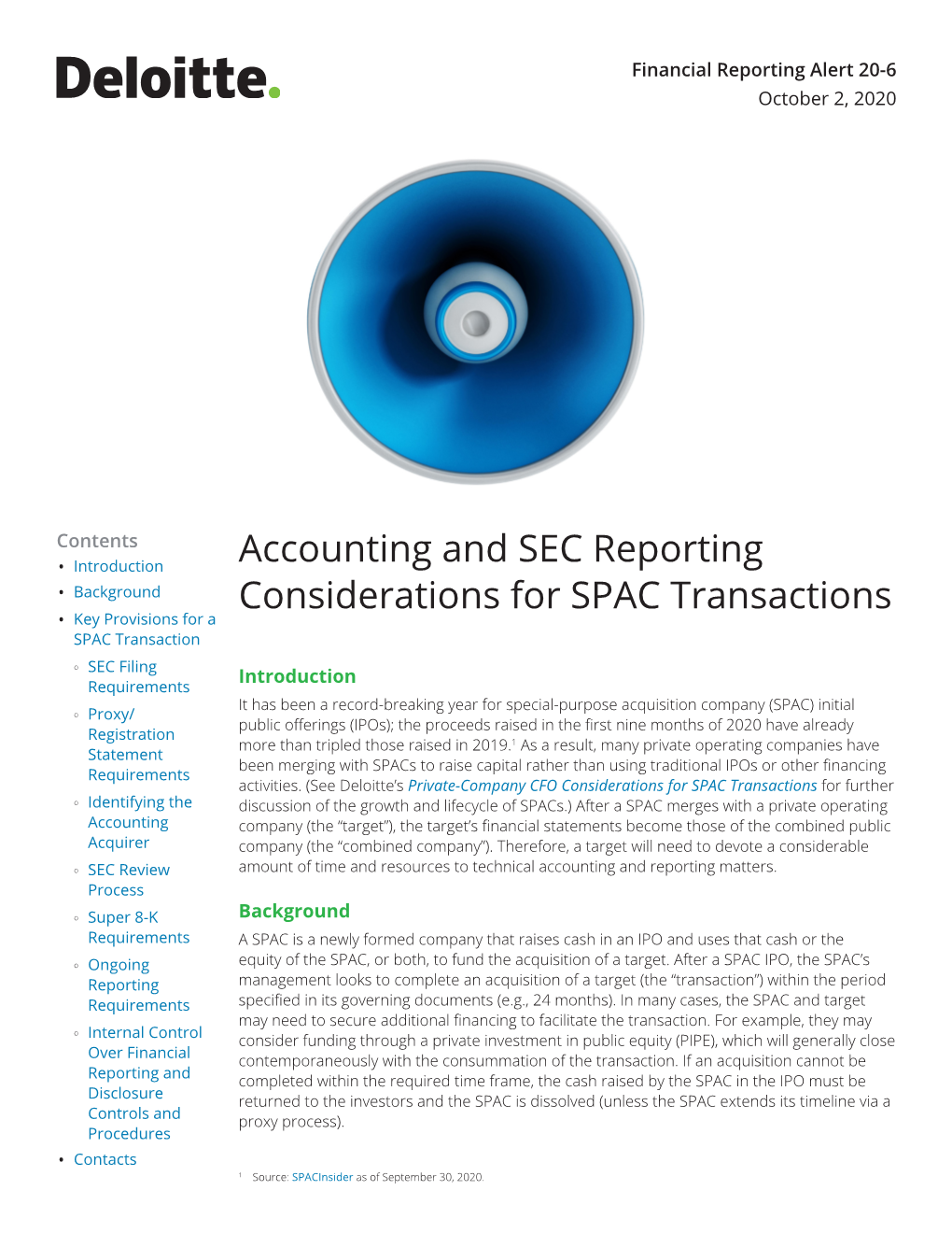 Accounting and SEC Reporting Considerations for SPAC Transactions