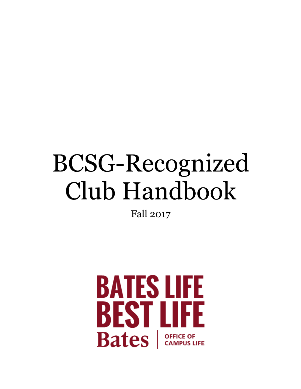BCSG-Recognized Club Handbook Fall 2017