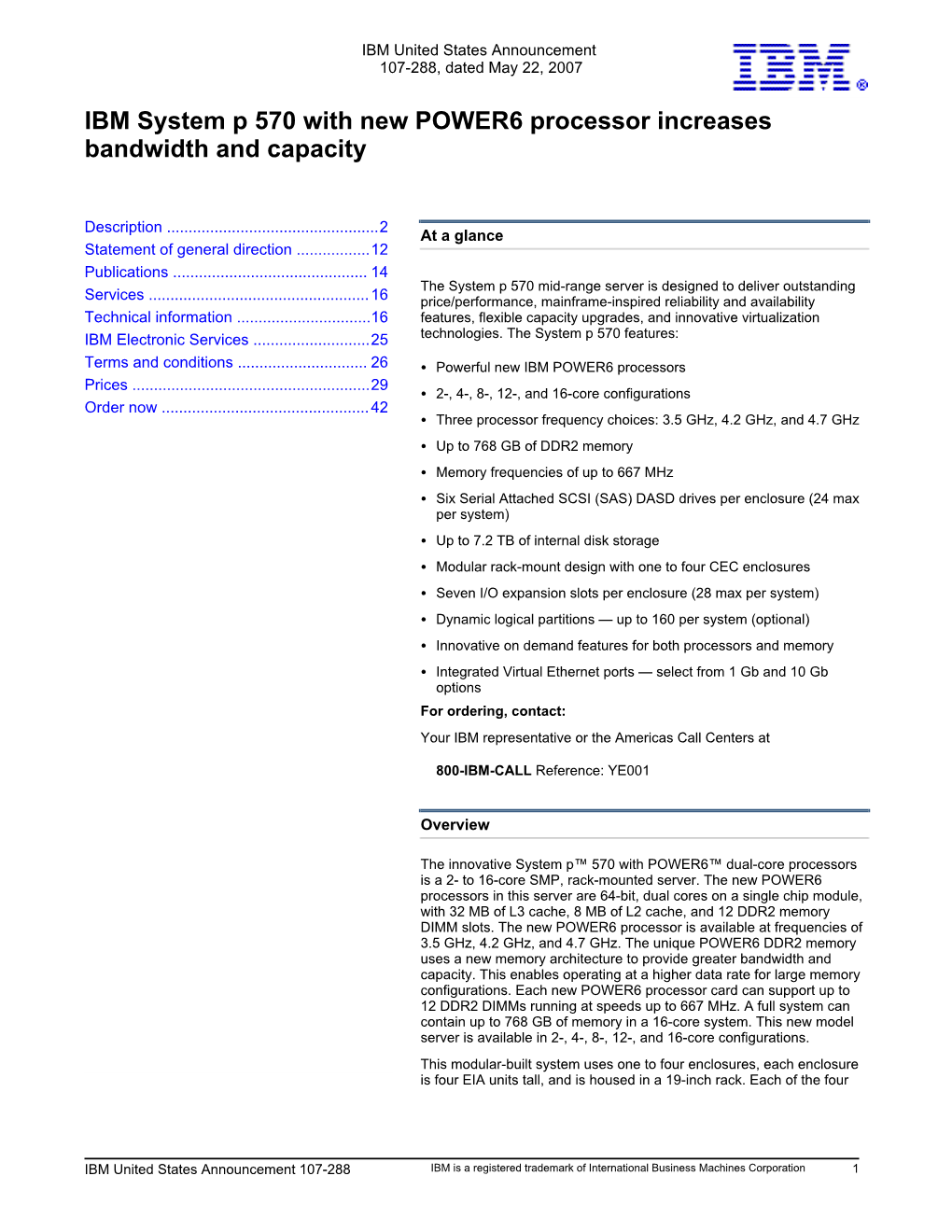 IBM System P 570 with New POWER6 Processor Increases Bandwidth and Capacity