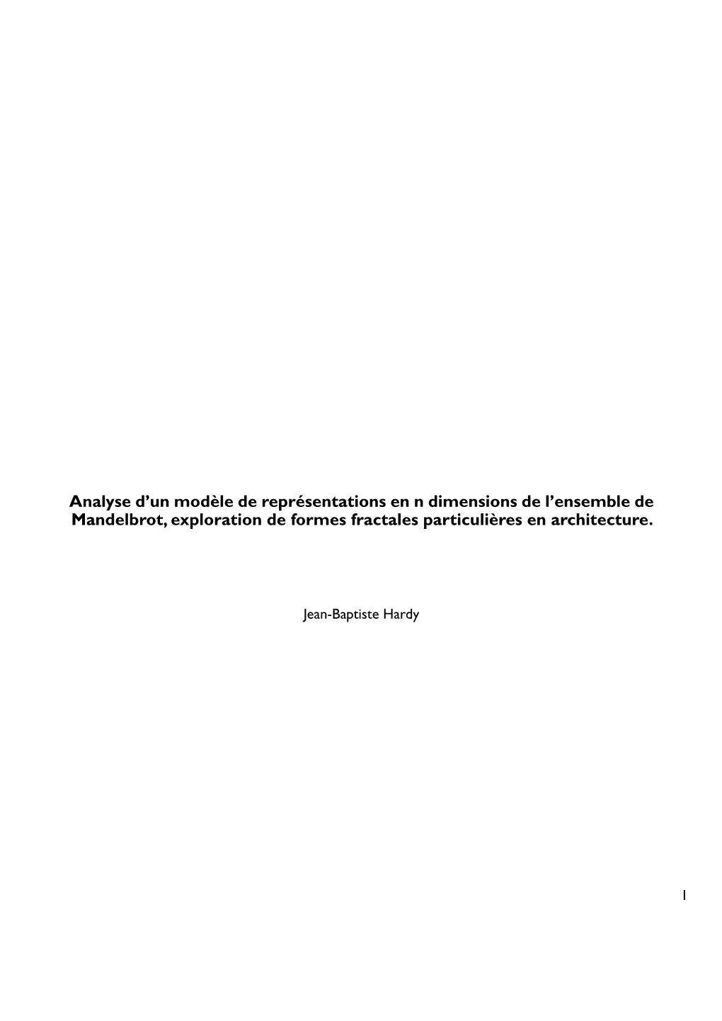 Analyse D'un Modèle De Représentations En N Dimensions De