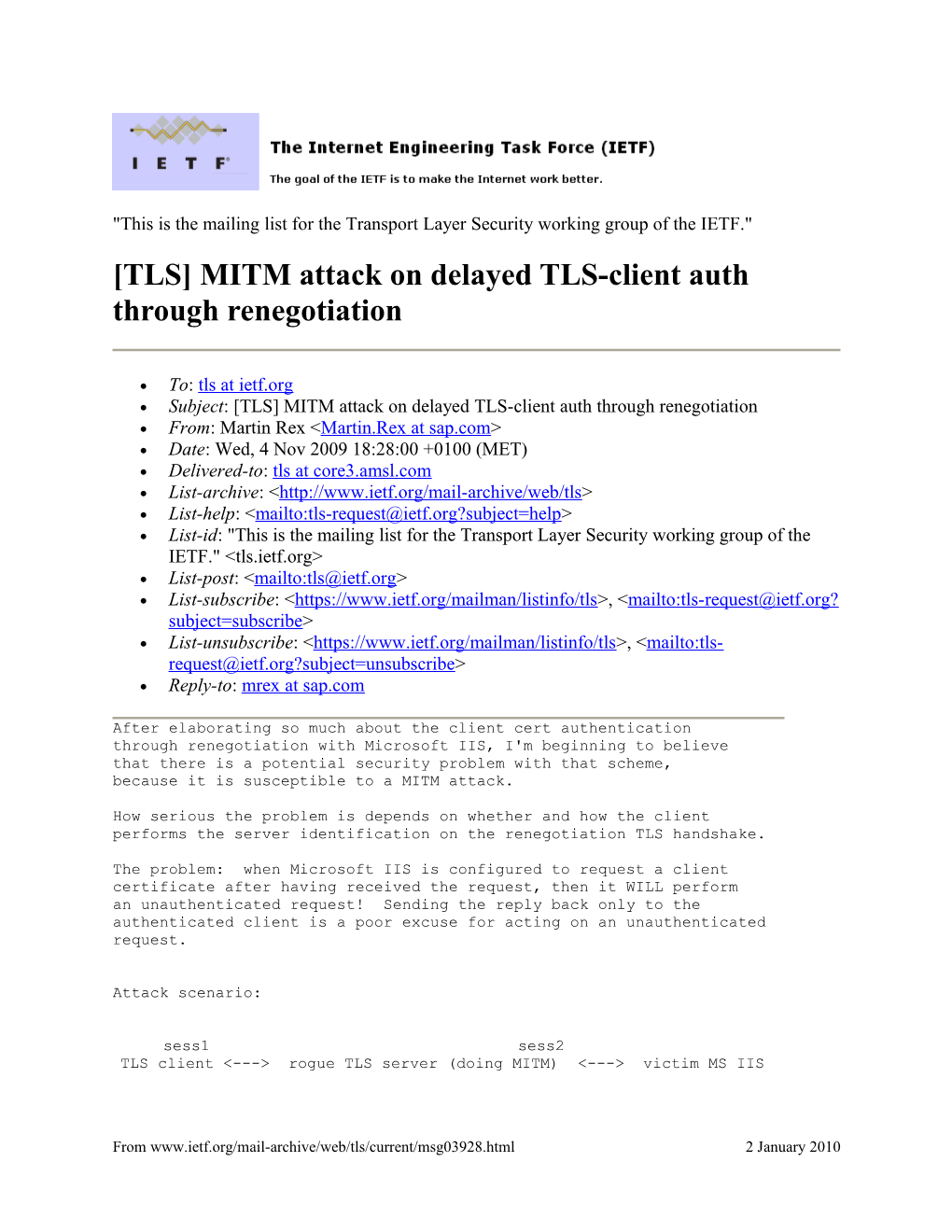 TLS MITM Attack on Delayed TLS-Client Auth Through Renegotiation