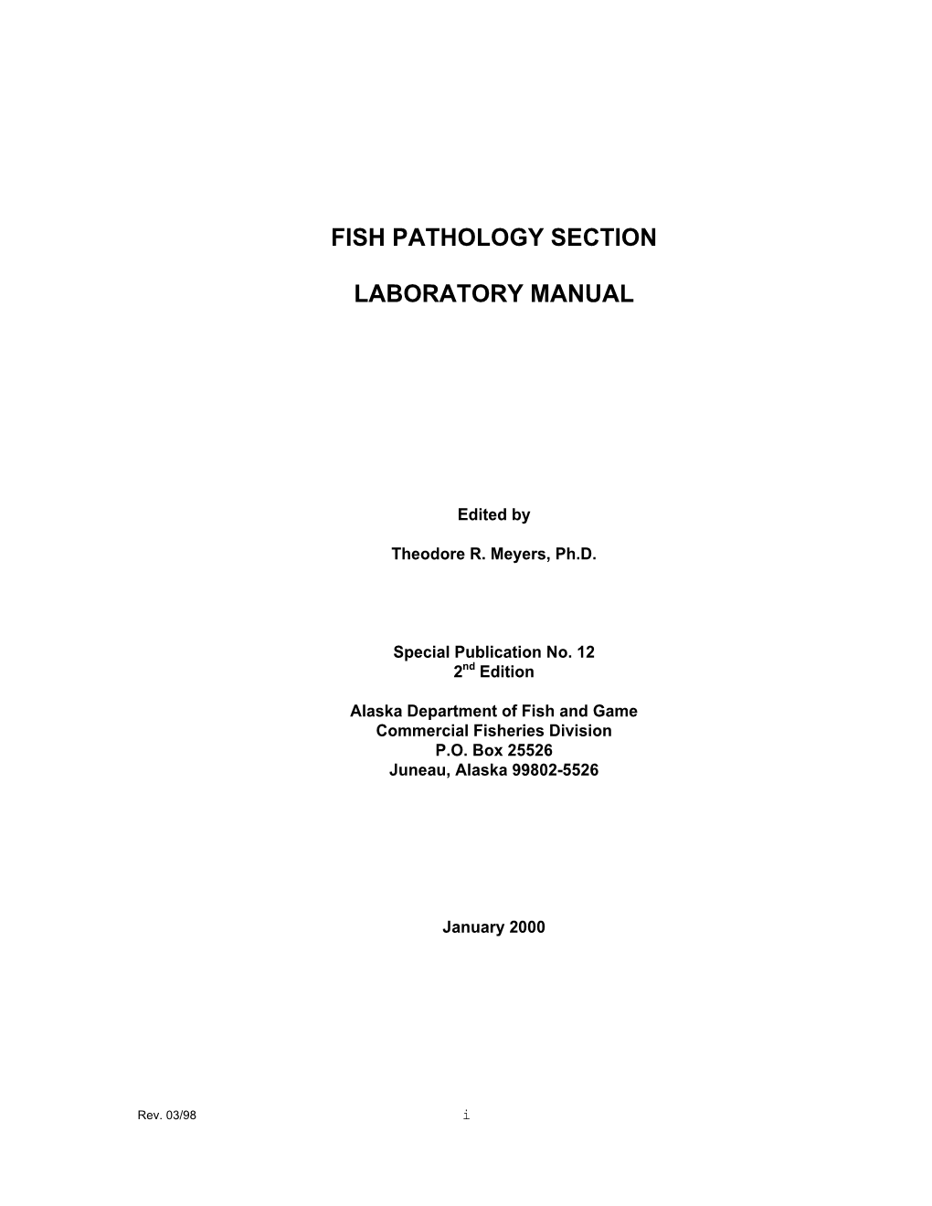 Fish Pathology Section Laboratory Manual