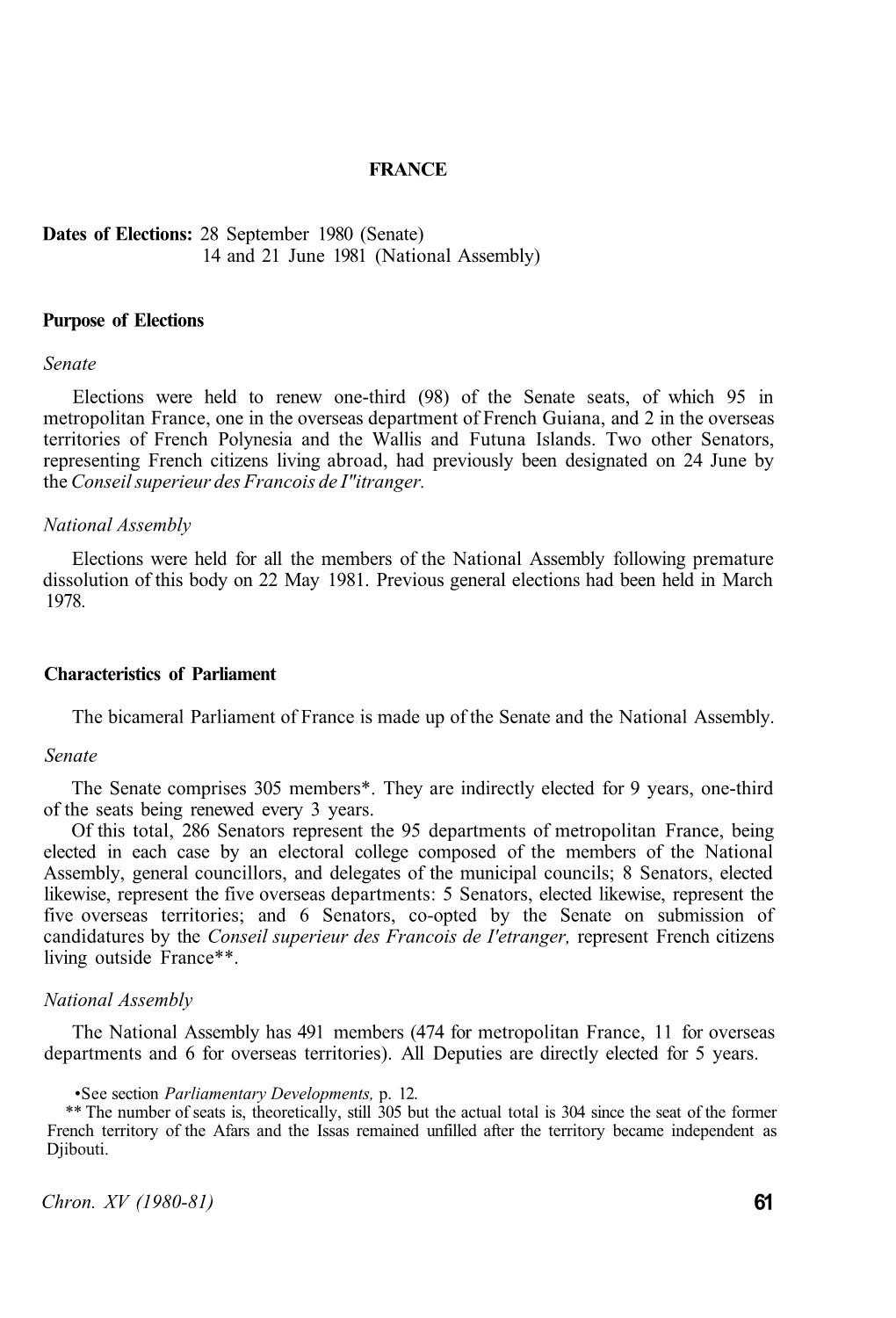 28 September 1980 (Senate) 14 and 21 June 1981 (National Assembly)