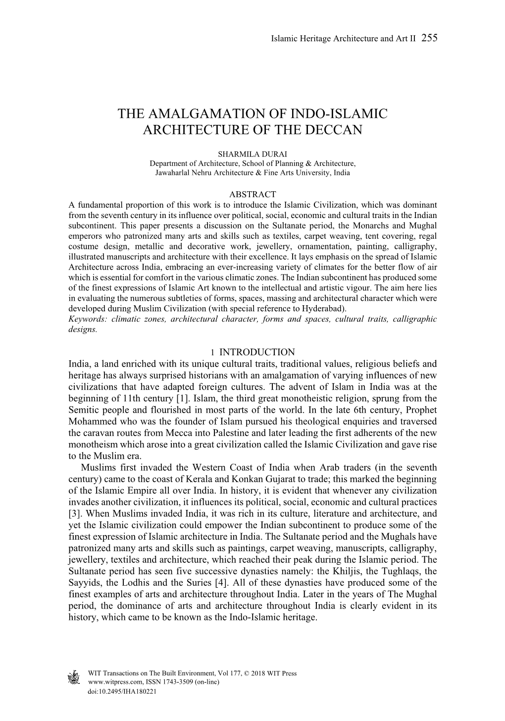 The Amalgamation of Indo-Islamic Architecture of the Deccan