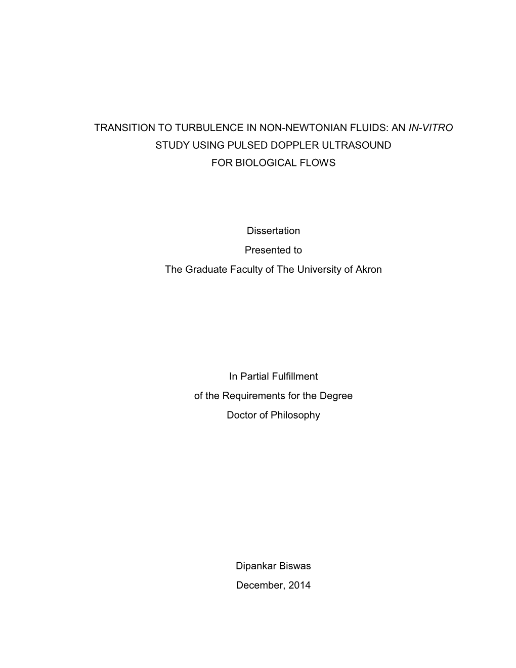 Transition to Turbulence in Non-Newtonian Fluids: an In-Vitro Study Using Pulsed Doppler Ultrasound for Biological Flows