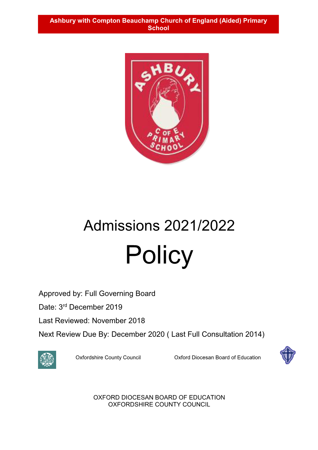 Admission Policies 2021/2022