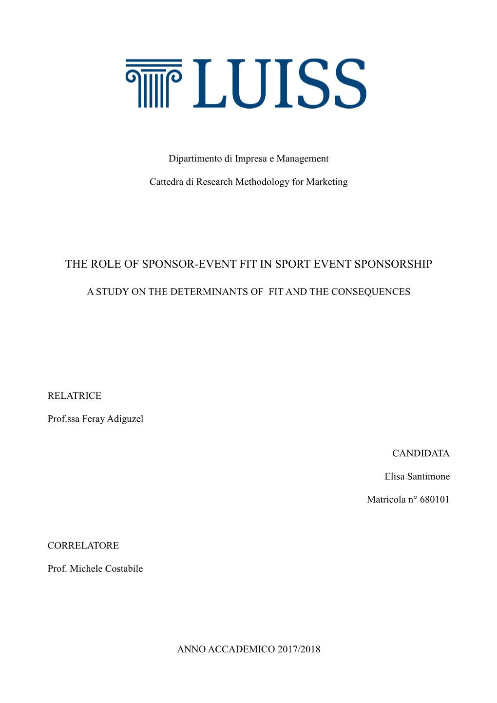 The Role of Sponsor-Event Fit in Sport Event Sponsorship