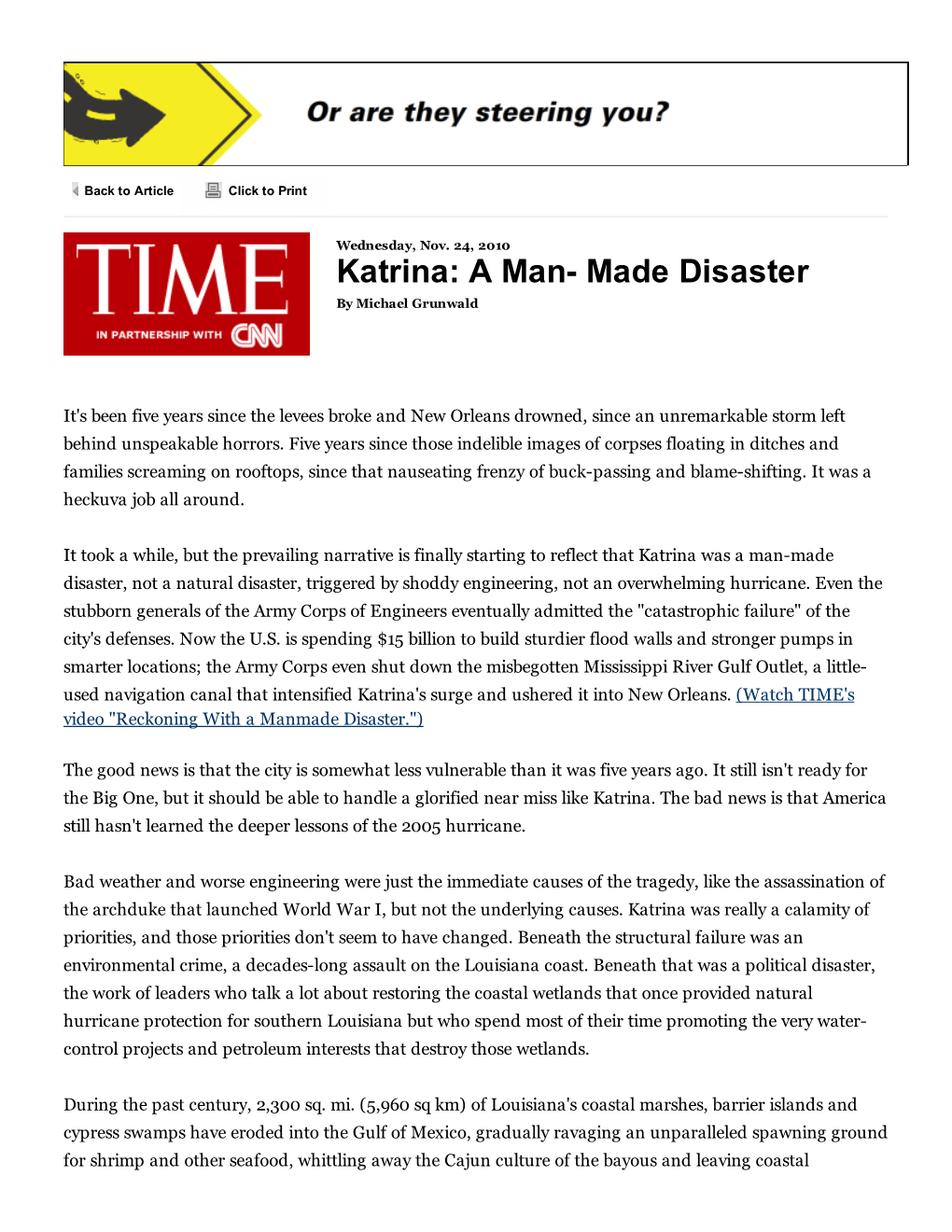 Katrina: a Man- Made Disaster by Michael Grunwald