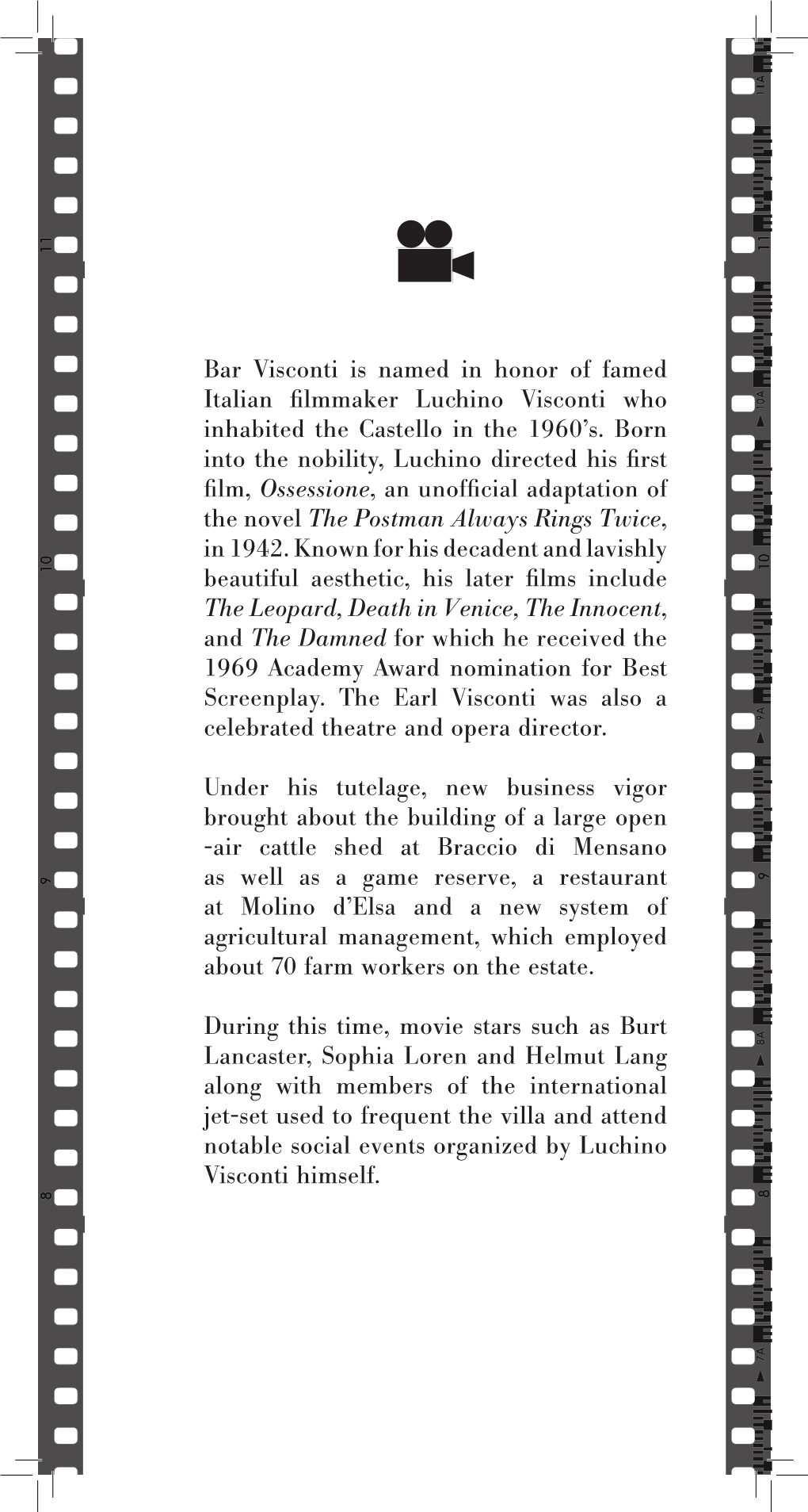 Bar Visconti Is Named in Honor of Famed Italian Filmmaker Luchino Visconti Who Inhabited the Castello in the 1960’S