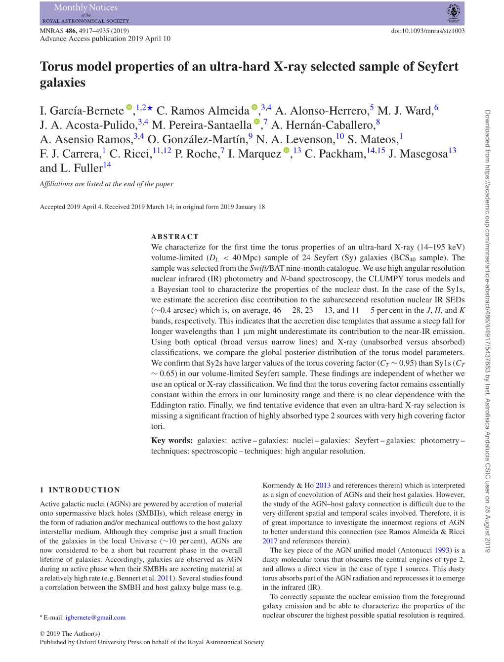 Torus Model Properties of an Ultra-Hard X-Ray Selected Sample of Seyfert Galaxies