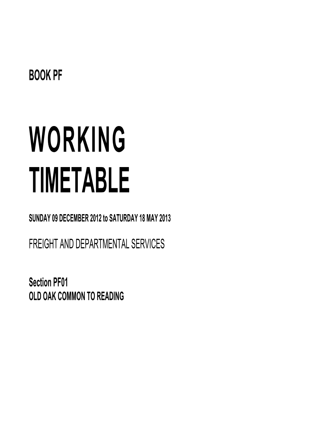 Working Timetable