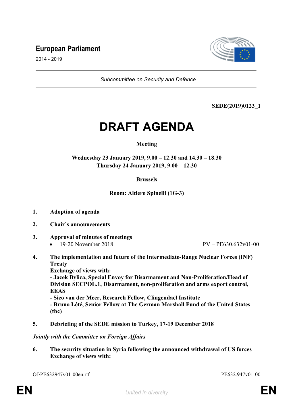 En En Draft Agenda