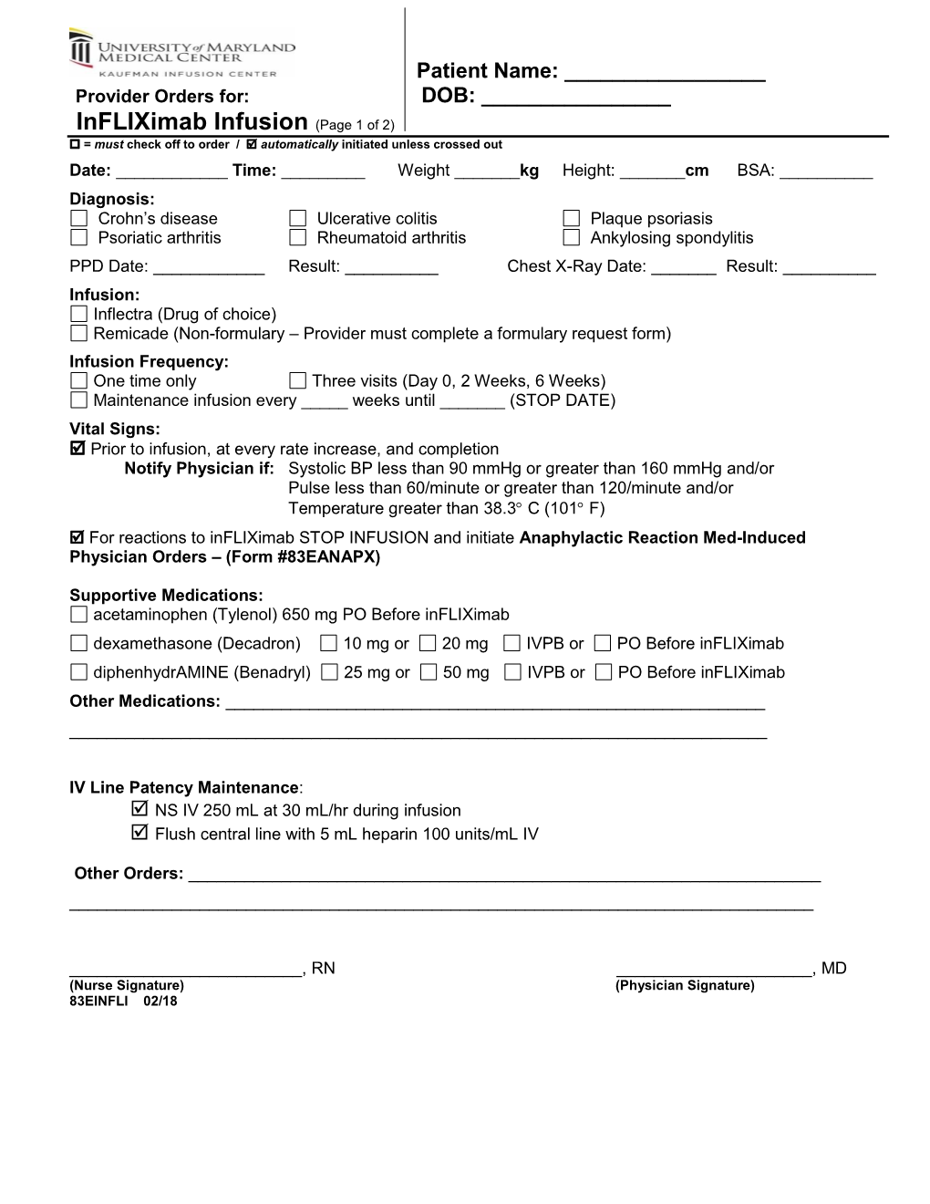 Infliximab Infusion (Page 1 of 2)