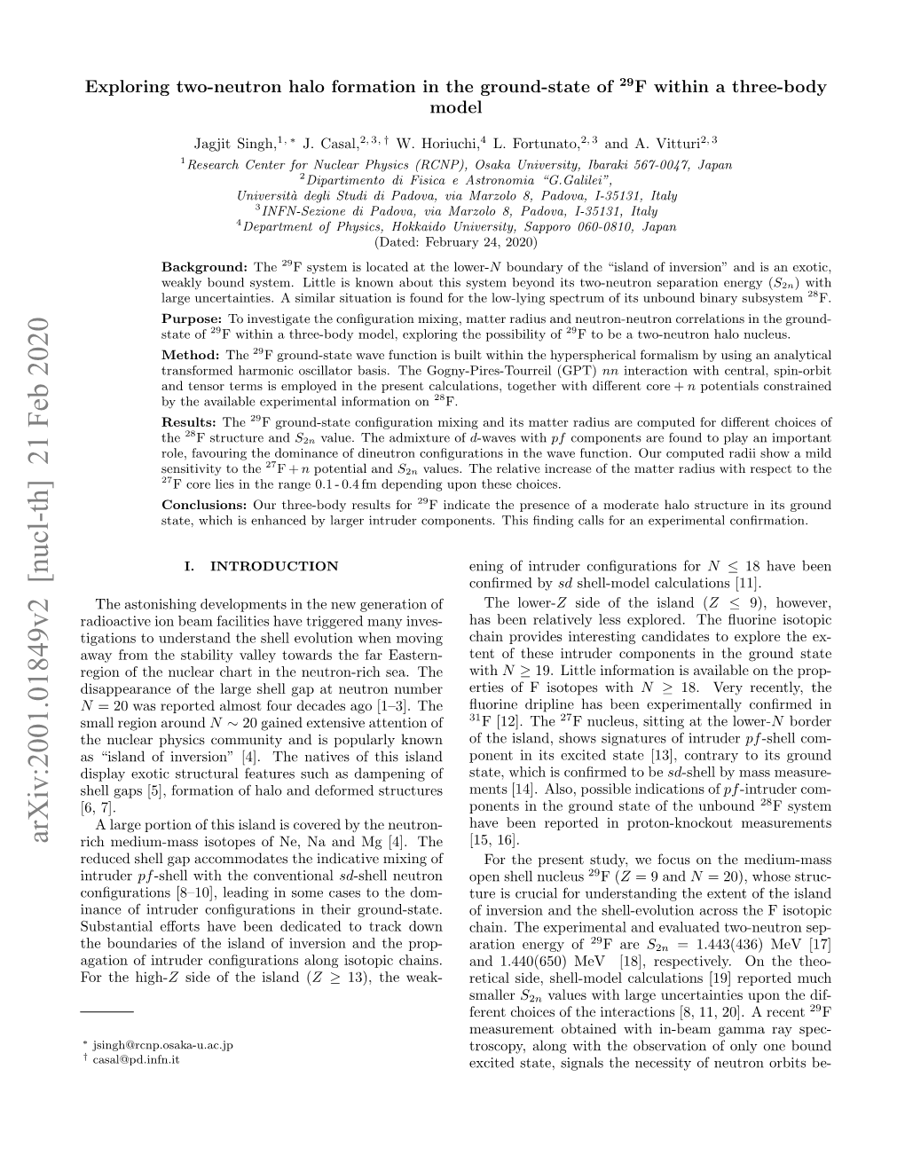 Arxiv:2001.01849V2 [Nucl-Th] 21 Feb 2020 Rich Medium-Mass Isotopes of Ne, Na and Mg [4]