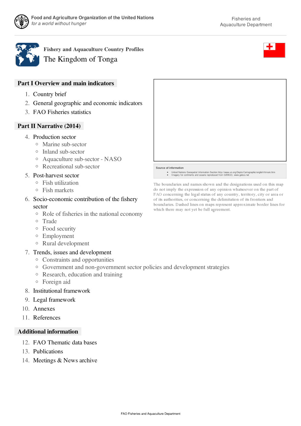 Fishery and Aquaculture Country Profiles the Kingdom of Tonga