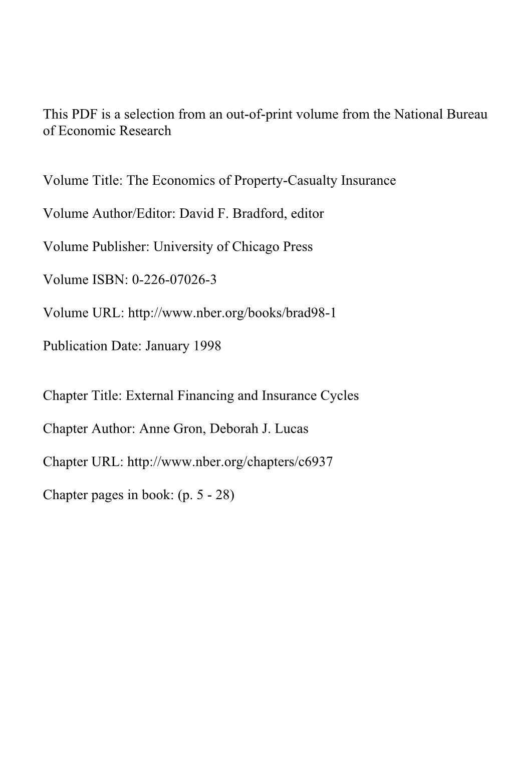 External Financing and Insurance Cycles