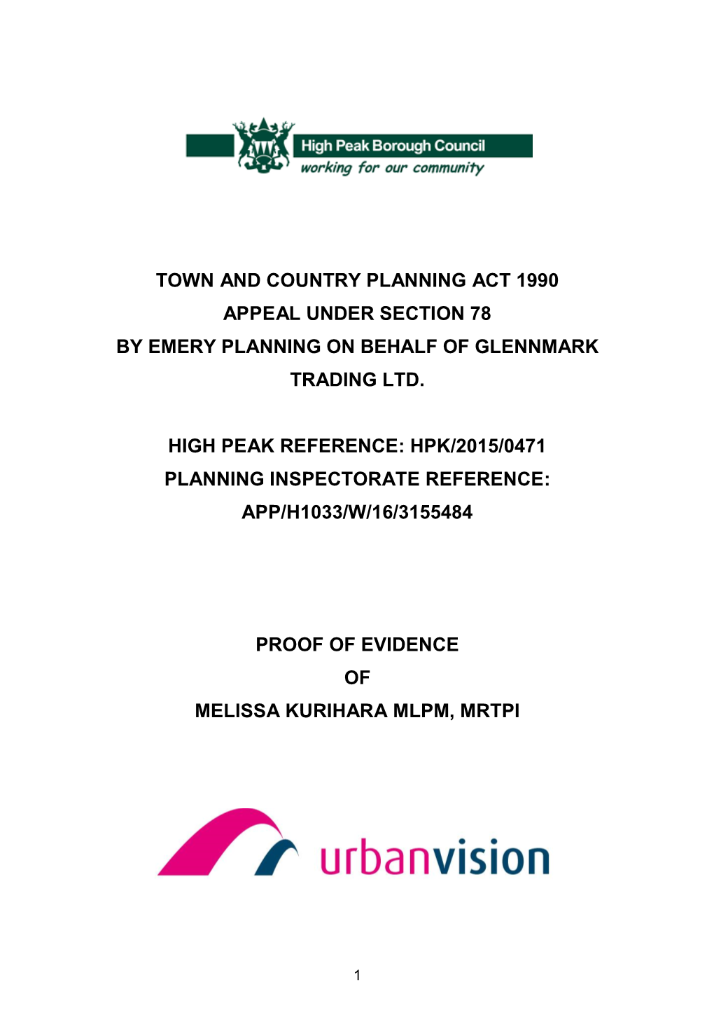 Town and Country Planning Act 1990 Appeal Under Section 78 by Emery Planning on Behalf of Glennmark Trading Ltd
