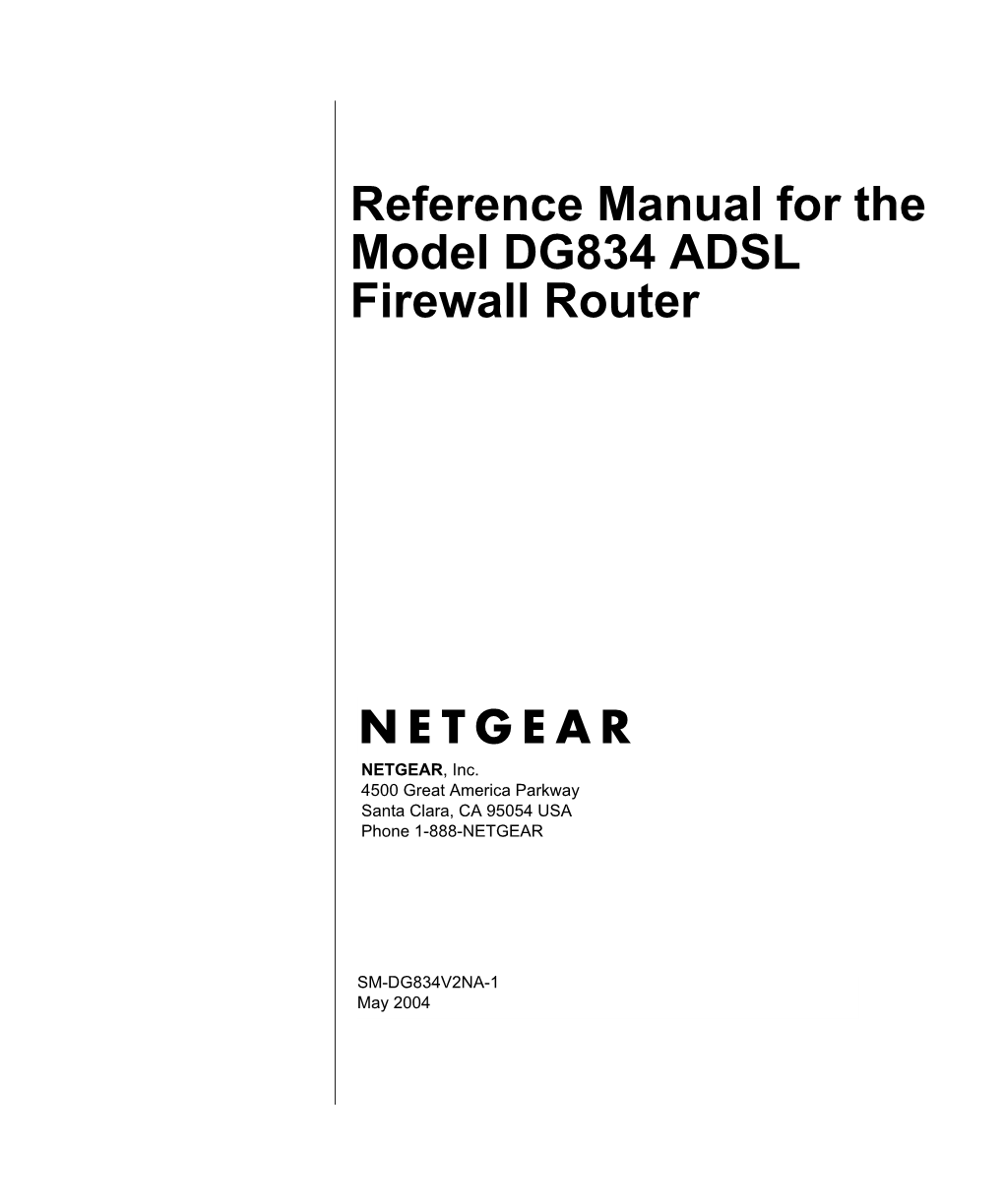 Reference Manual for the Model DG834 ADSL Firewall Router