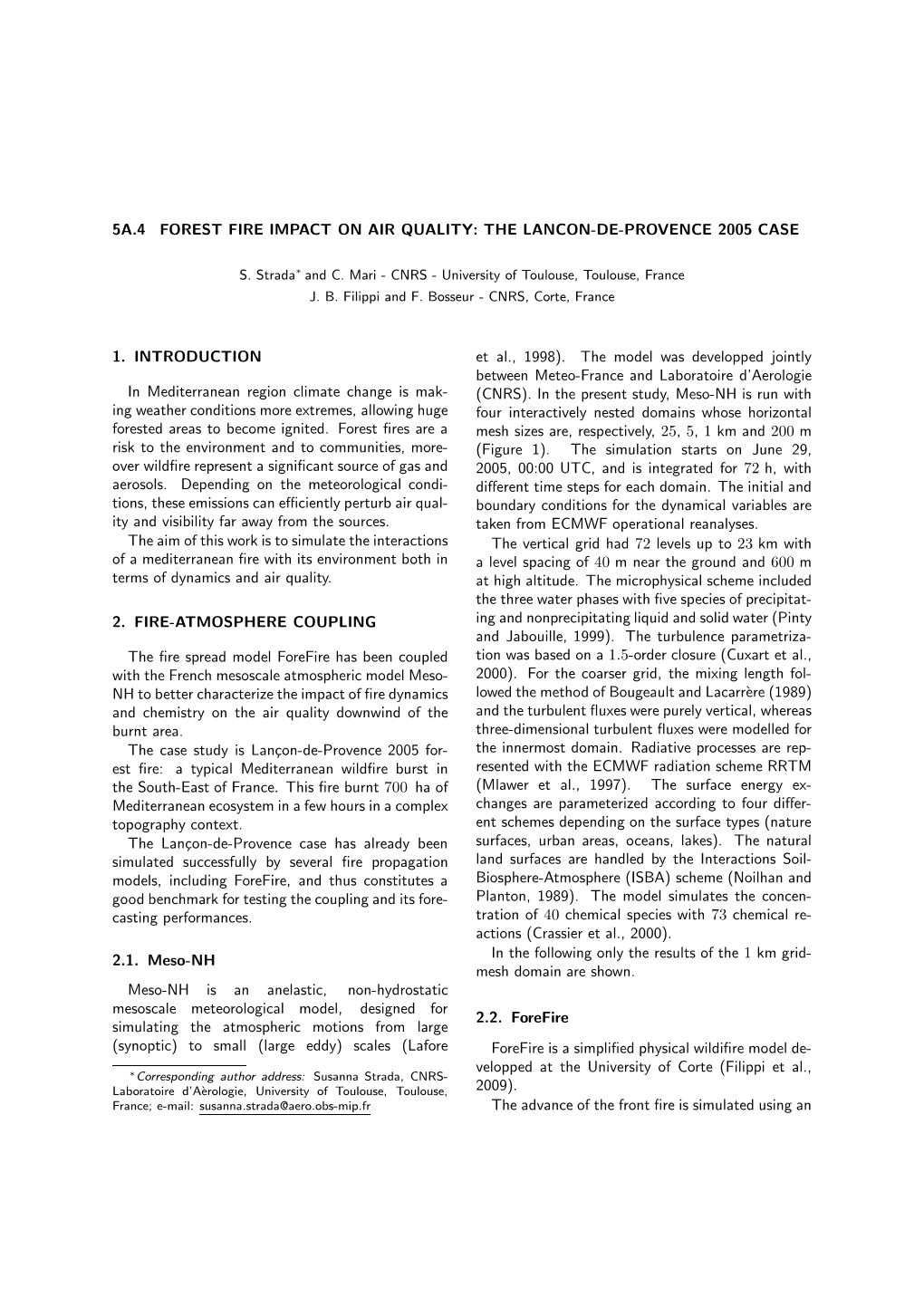 5A.4 Forest Fire Impact on Air Quality: the Lancon-De-Provence 2005 Case