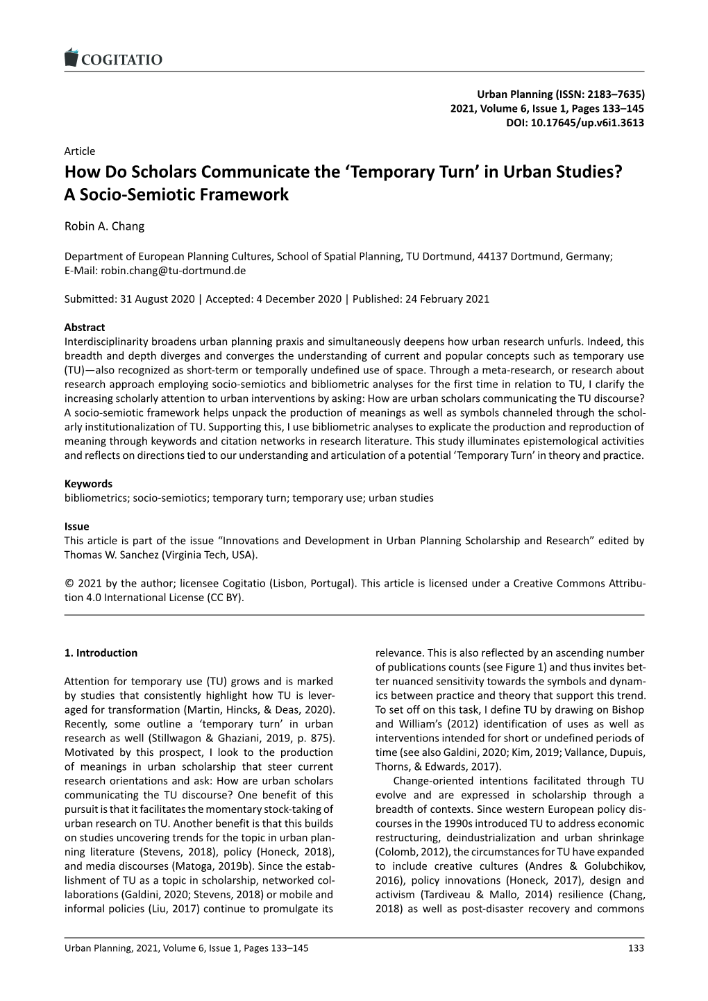 How Do Scholars Communicate the `Temporary Turn' in Urban Studies? a Socio-Semiotic Framework