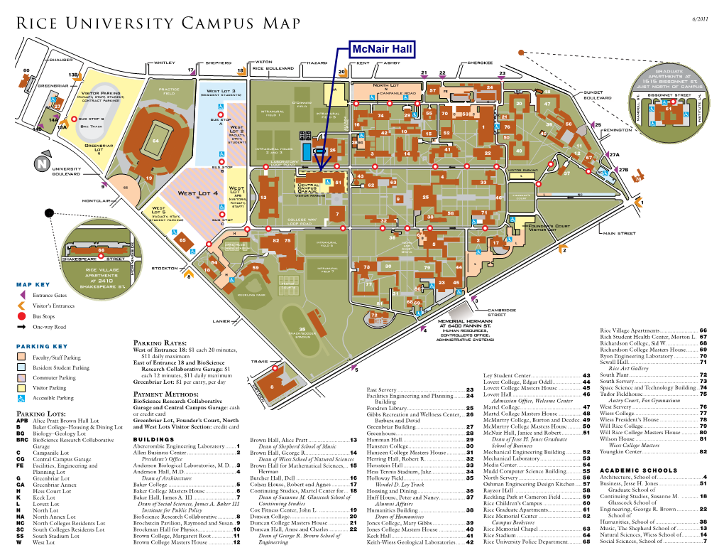 Rice University Campus Map 6/2011