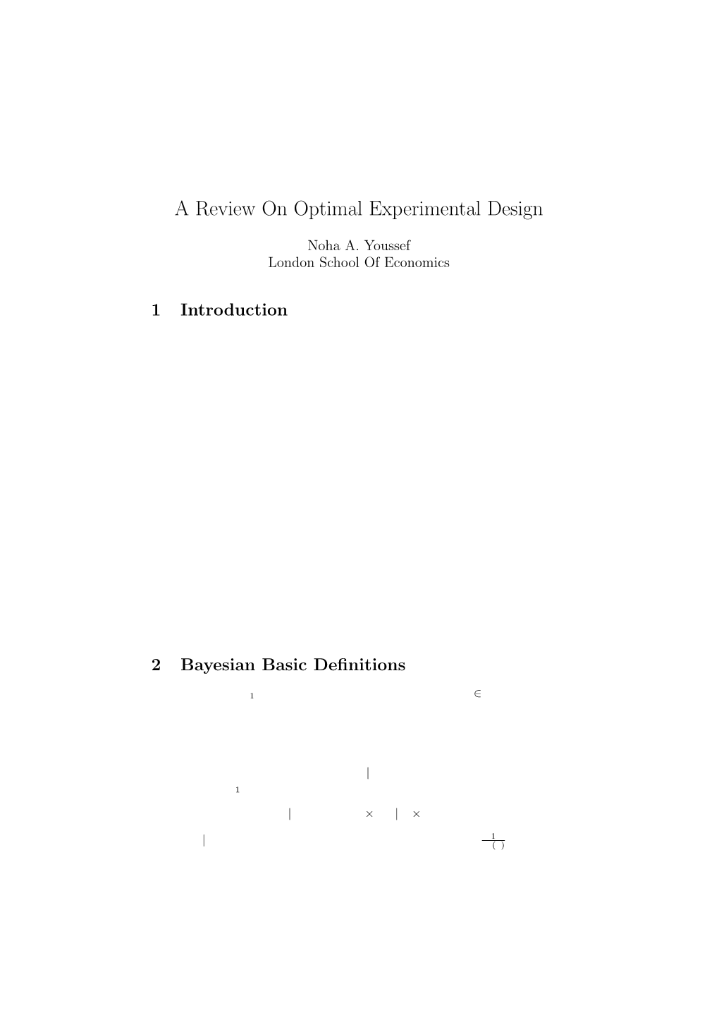 A Review on Optimal Experimental Design