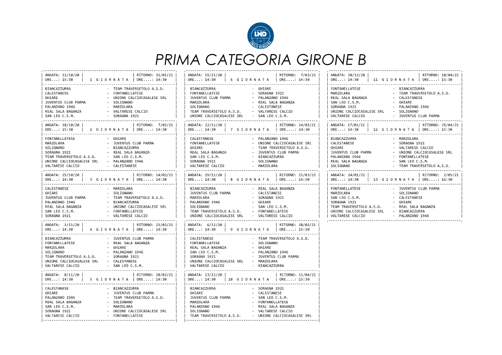 Prima Categoria Girone B