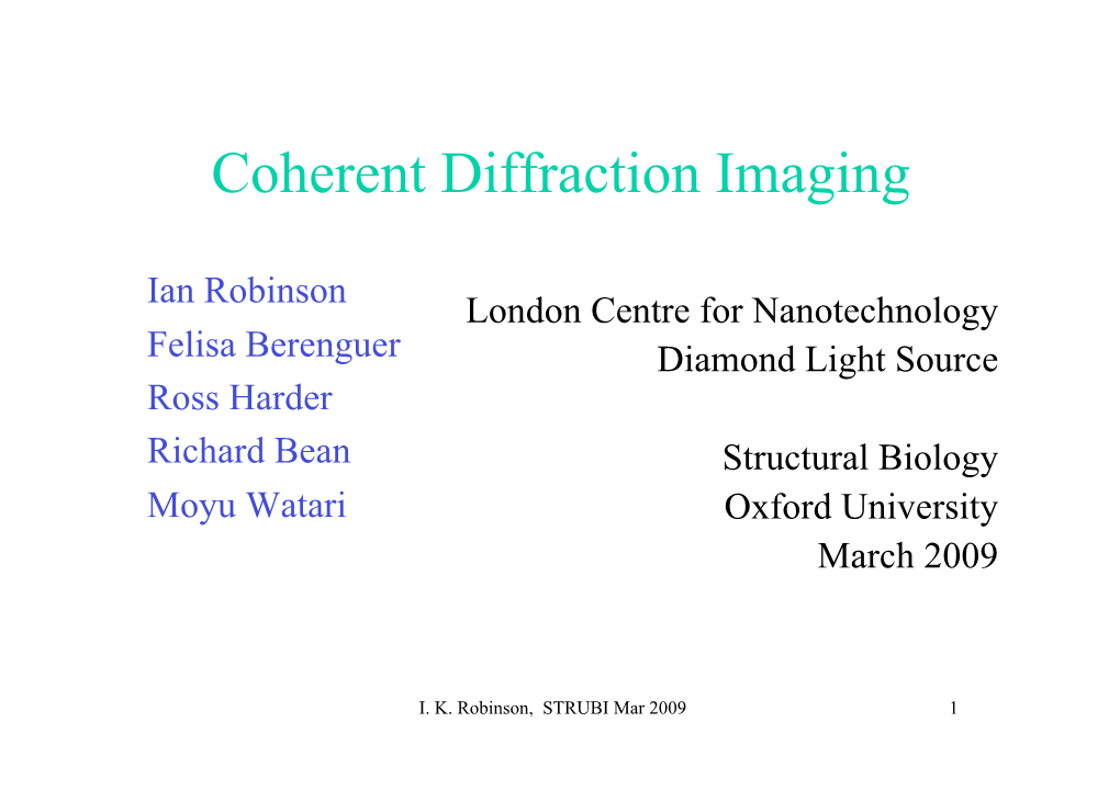 Coherent Diffraction Imaging