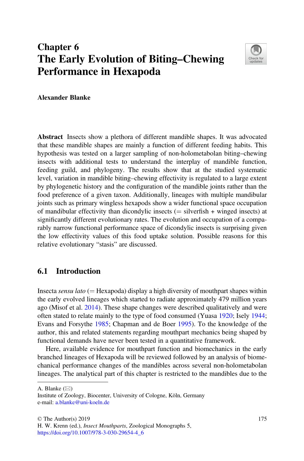 The Early Evolution of Biting–Chewing Performance in Hexapoda