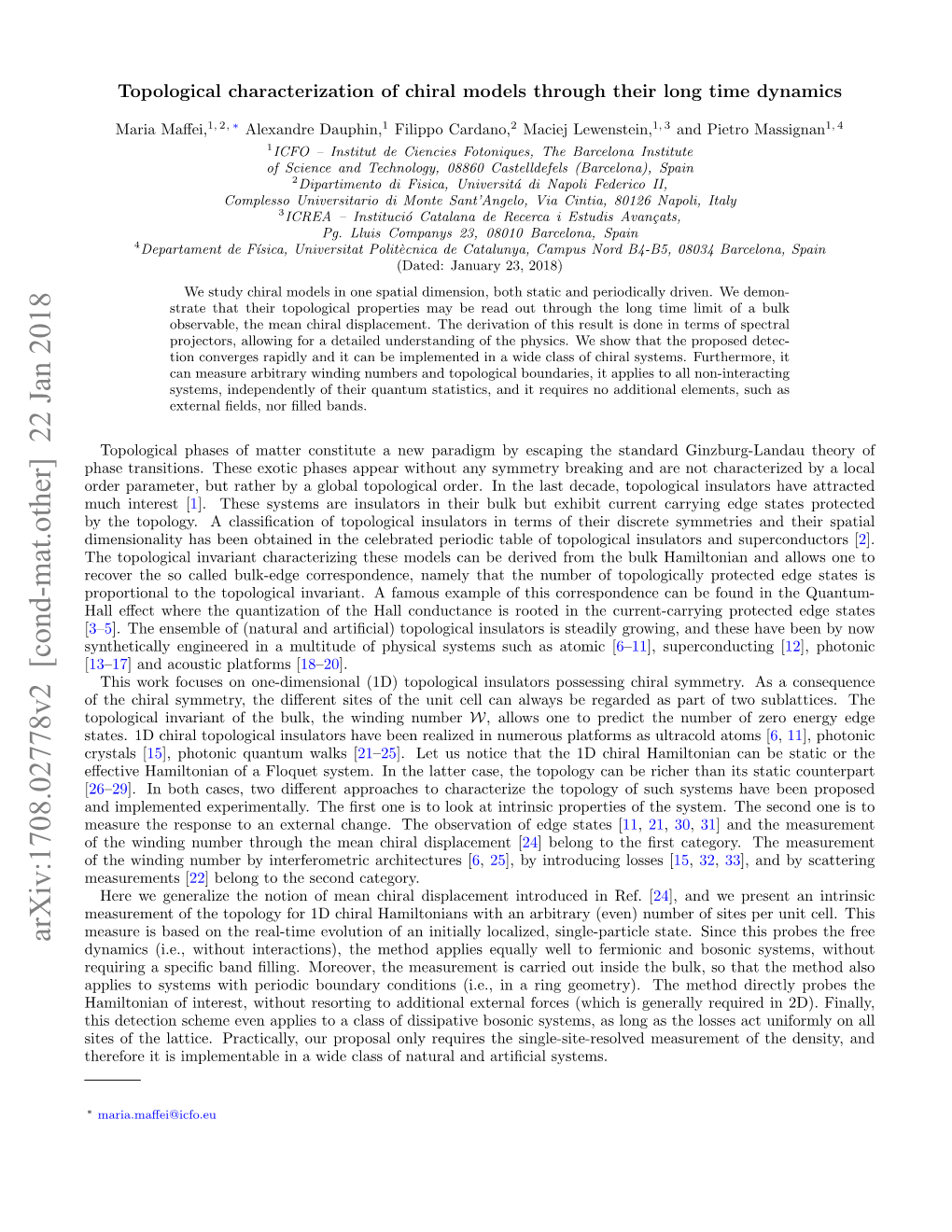 Arxiv:1708.02778V2 [Cond-Mat.Other] 22 Jan 2018