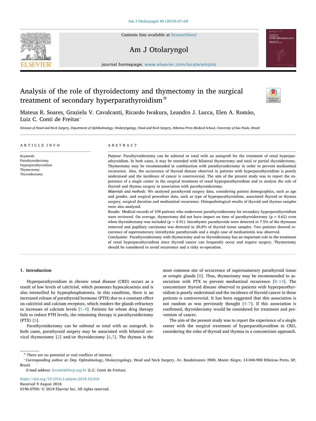 Analysis of the Role of Thyroidectomy and Thymectomy in the Surgical Treatment of Secondary Hyperparathyroidism