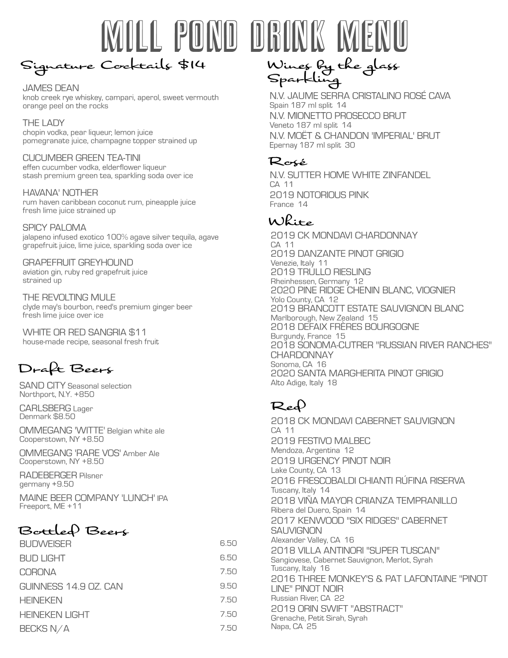 Cocktail Menu