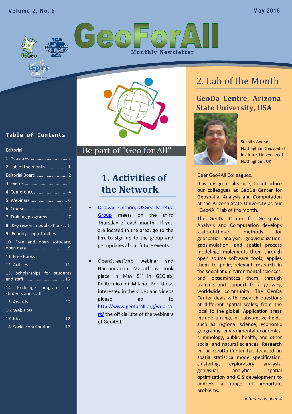 2. Lab of the Month 1. Activities of the Network