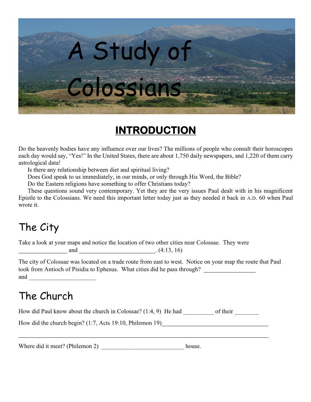 A Study of Colossians