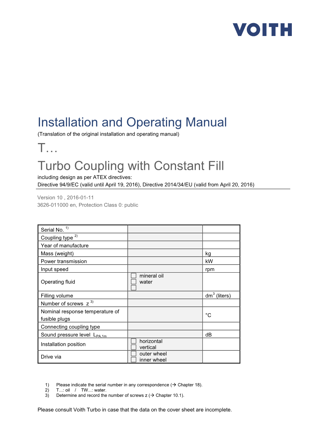 Installation and Operating Manual