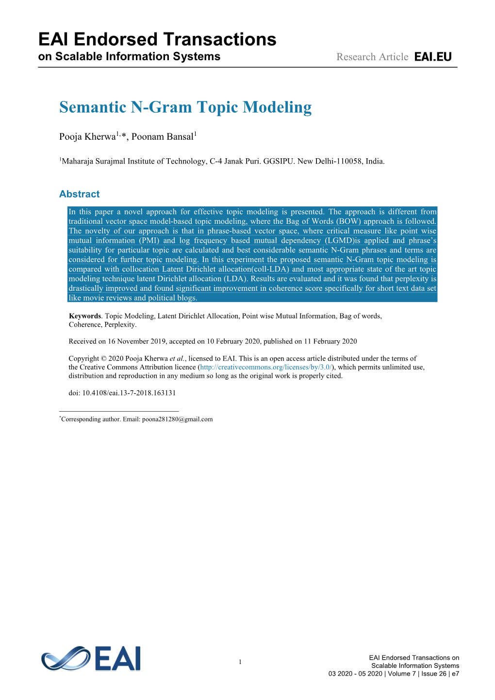 Semantic N-Gram Topic Modeling