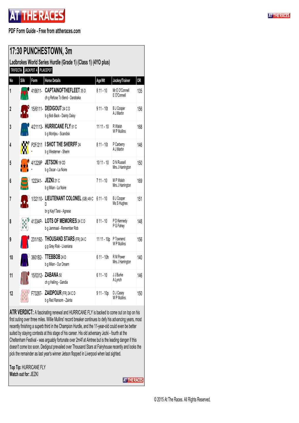 17:30 PUNCHESTOWN, 3M Ladbrokes World Series Hurdle (Grade 1) (Class 1) (4YO Plus)