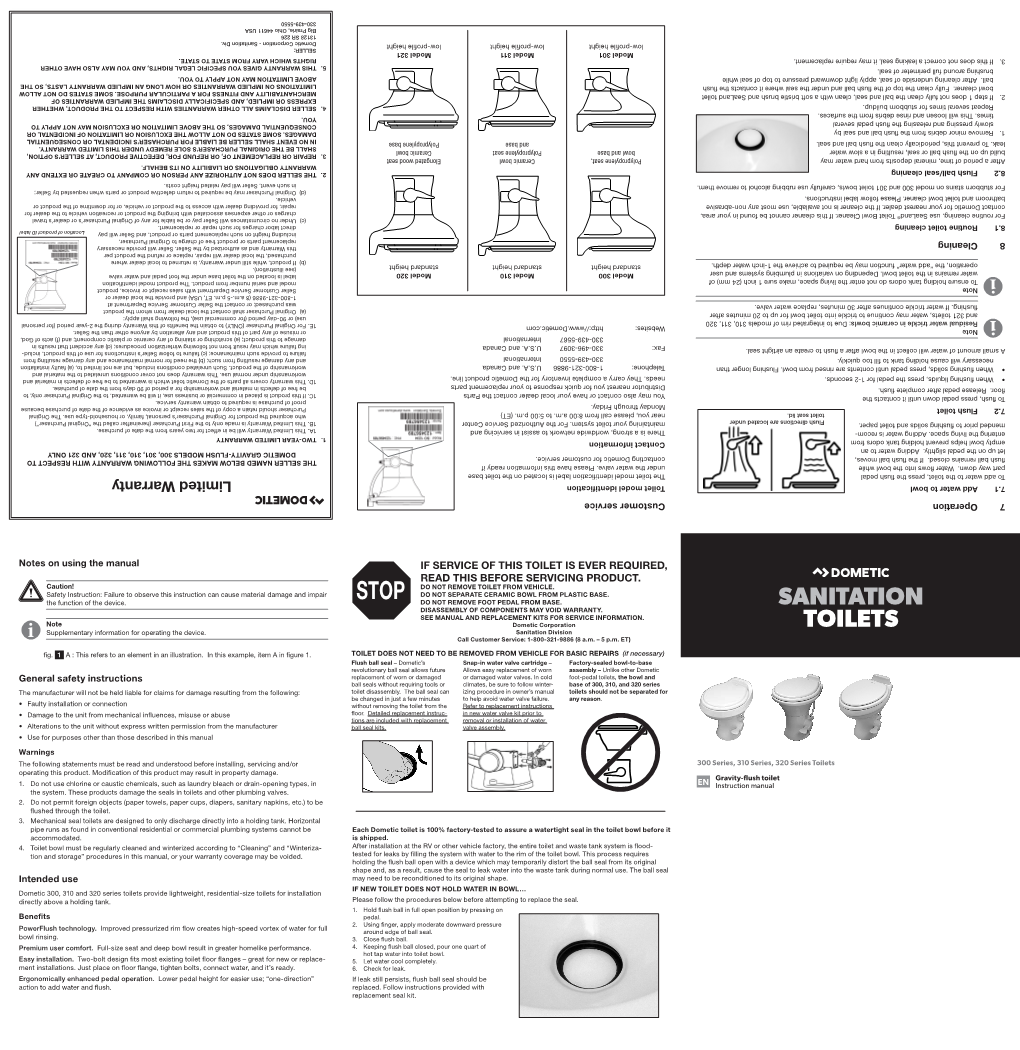 6/12/17 300-310-320 Series Gravity Flush Toilets Instruction Manual