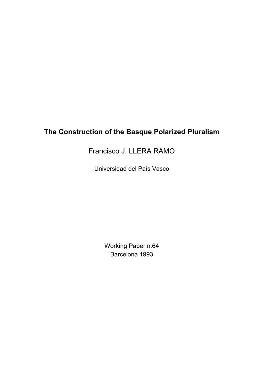The Construction of the Basque Polarized Pluralism