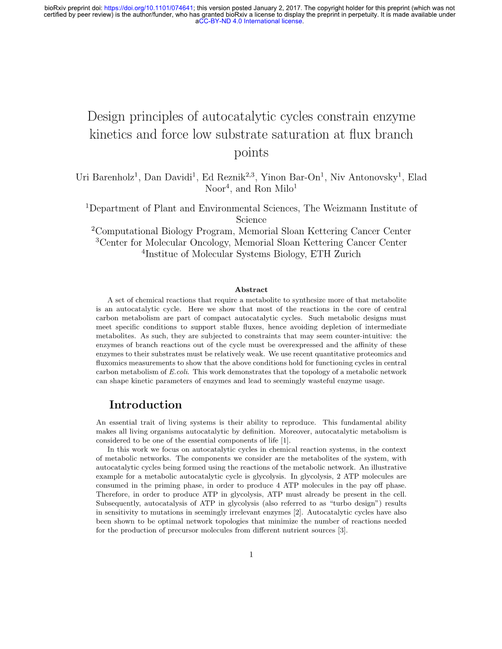 Design Principles of Autocatalytic Cycles Constrain Enzyme Kinetics and Force Low Substrate Saturation at Flux Branch Points