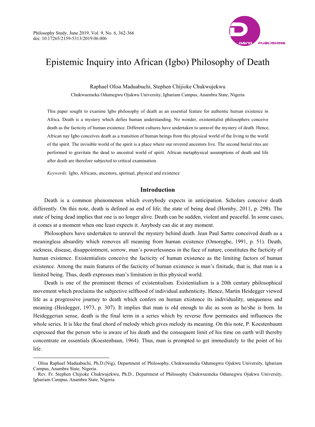 (Igbo) Philosophy of Death