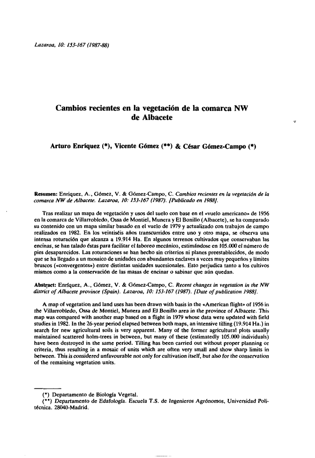 Cambios Recientes En La Vegetación De La Comarca NW De Albacete Anuro Enríquez 09, Vicente Gómez