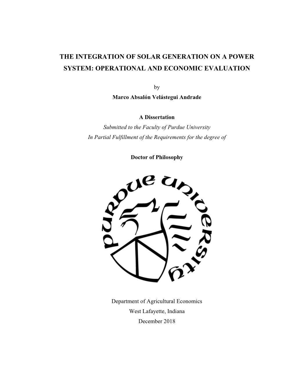 The Integration of Solar Generation on a Power System: Operational and Economic Evaluation