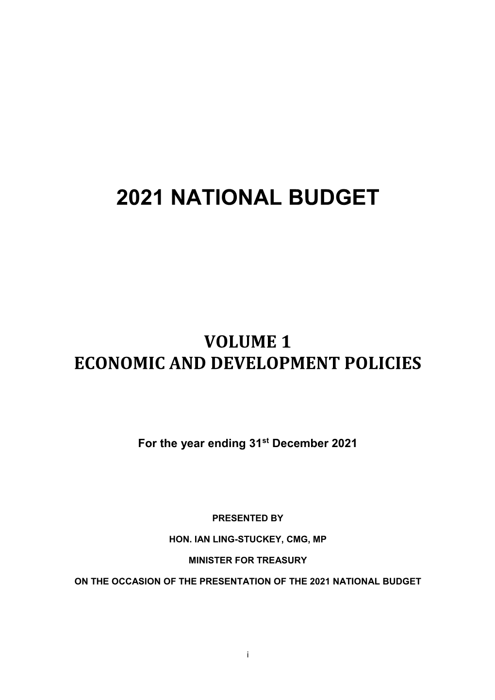 2021 Budget Volume 1.Pdf