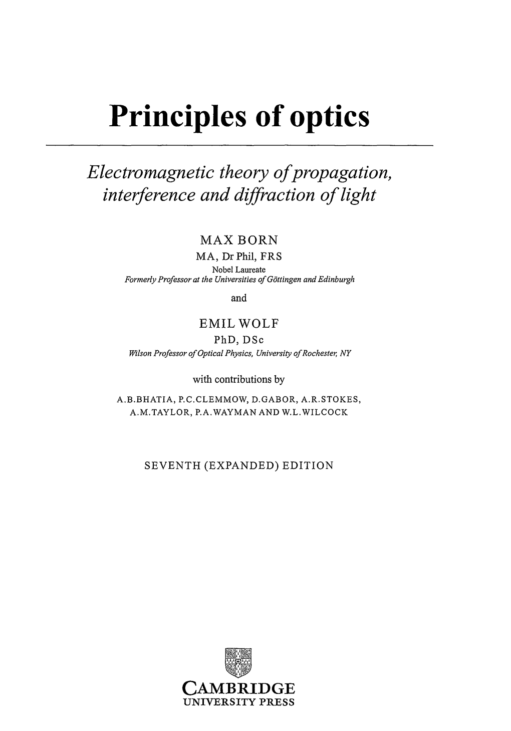 Principles of Optics